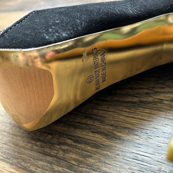 Alba Black Suede Rhinestone Platform High Heel Ankle Boots Size 6.5 Zip Stiletto - Picture 4 of 8